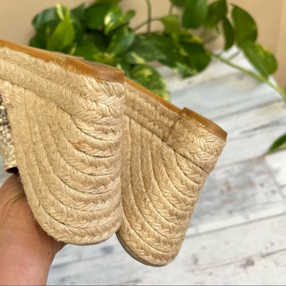 Kanna Women’s Snake Skin‎ Wedge Espadrilles Open Toe Shoes Size 36